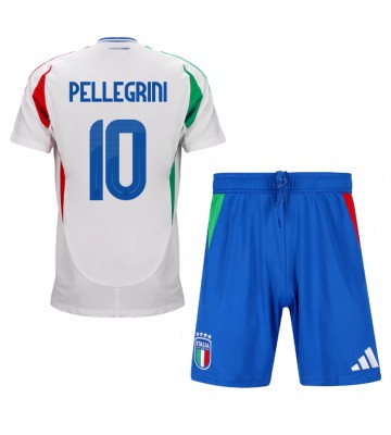 Italia Lorenzo Pellegrini #10 Segunda Equipación Niños Eurocopa 2024 Manga Corta (+ Pantalones cortos)